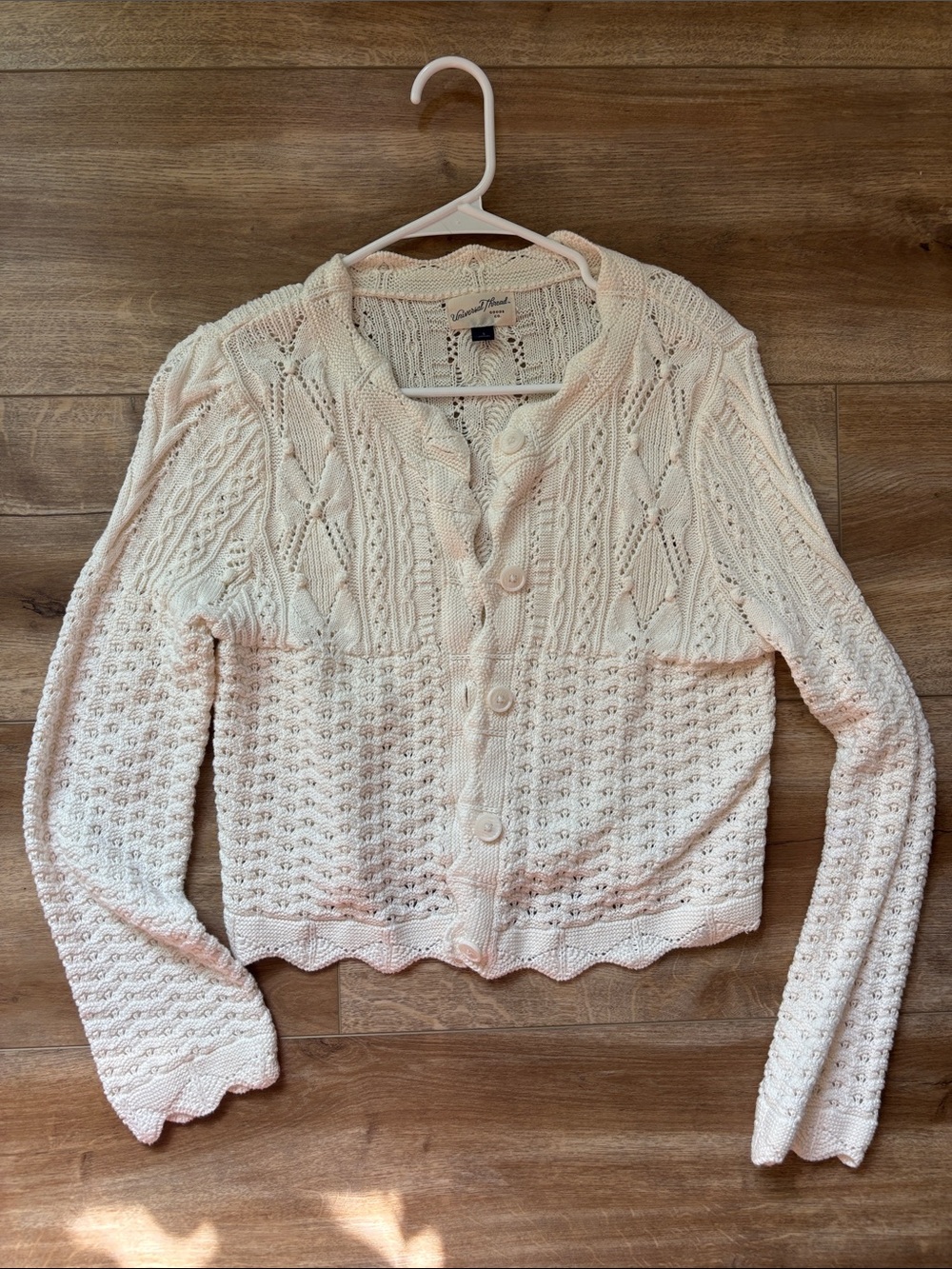 Cream Knit Button-Front Women's Sweater